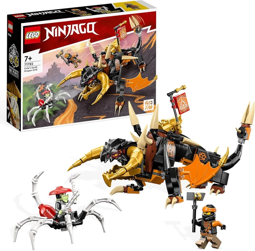 LEGO Ninjago 71782 Le Dragon de Terre de Cole – Évolution, Jouet pour Garçons et Filles, Figurine Évolutive avec Scorpion Squelette et 2 Minifigurines