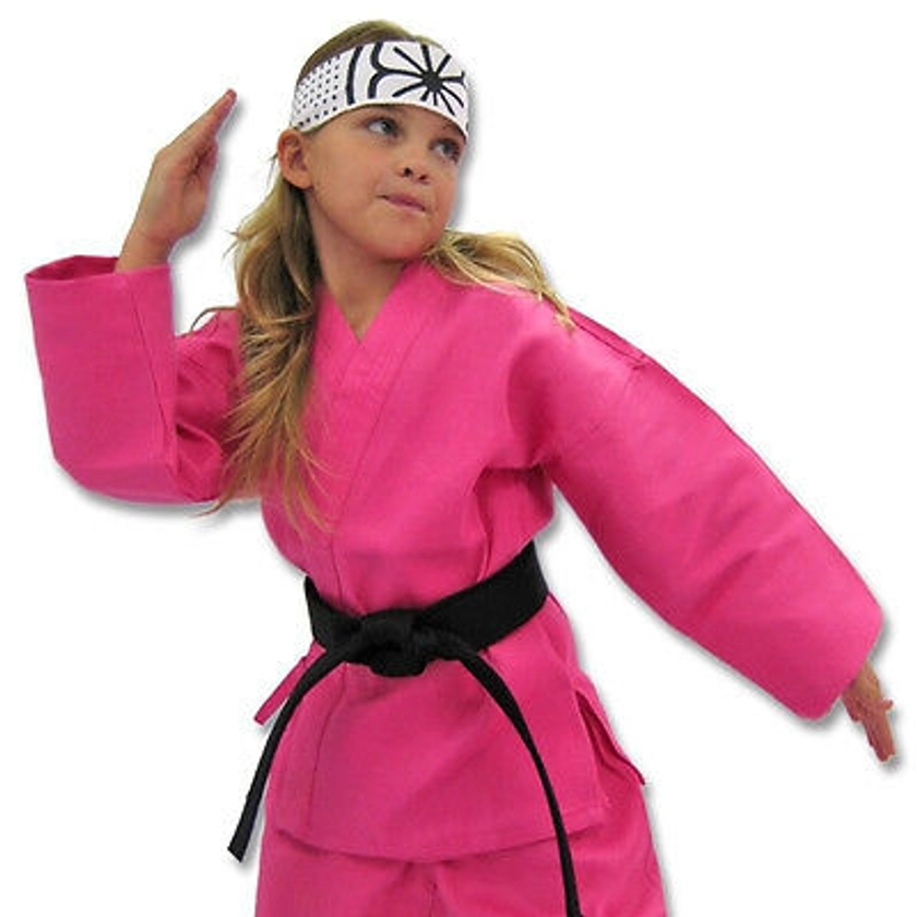 KANKU NEW Pink Karate Uniform, Gi 7.5 oz Adult Kids w/White belt Tae Kwon Do | eBay