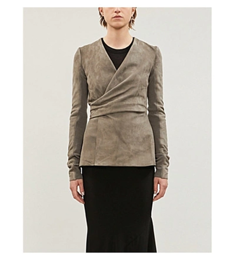 Mercury Wrap-front Suede Jacket In Dust