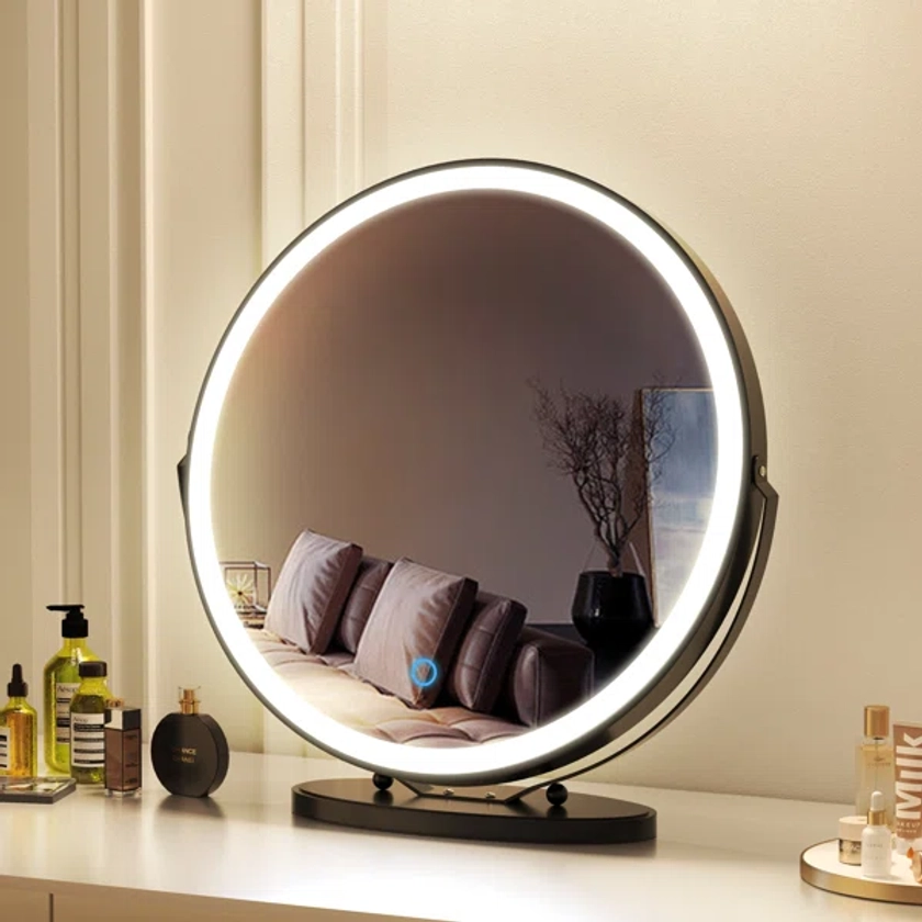 Erkki Metal Round LED Floor Mirror