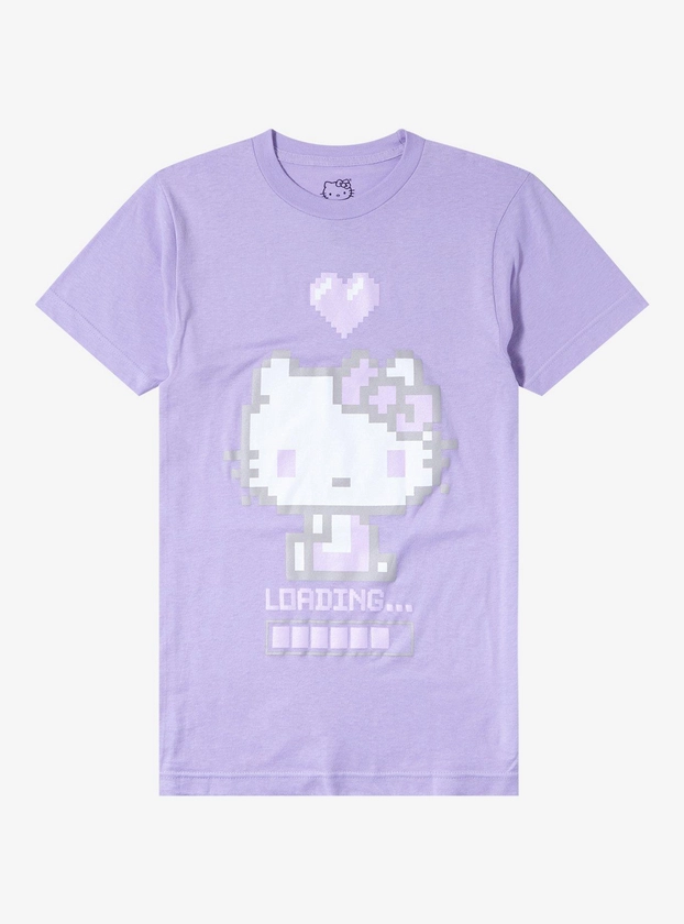 Hello Kitty Pixel Lavender Boyfriend Fit Girls T-Shirt