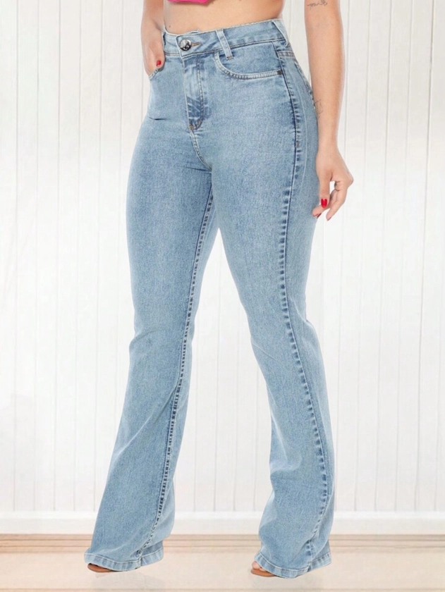 Calça Flare Jeans Premium Cintura Alta com elastano levanta bumbum Sonhare Jeans