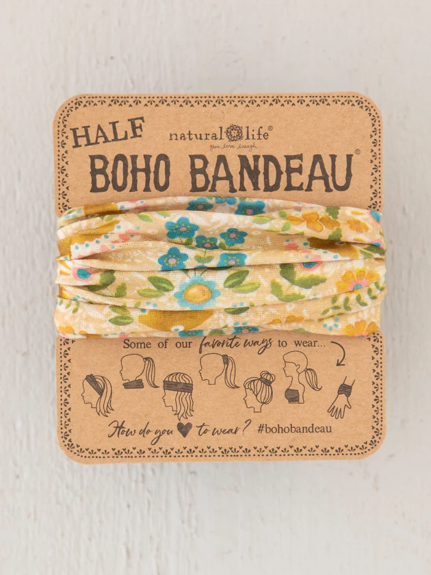 Half Boho Bandeau® Headband - Mandala Light Grey