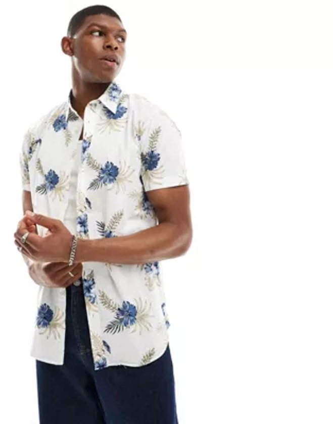 Jack & Jones Originals - Chemise à manches courtes - Crème fleuri