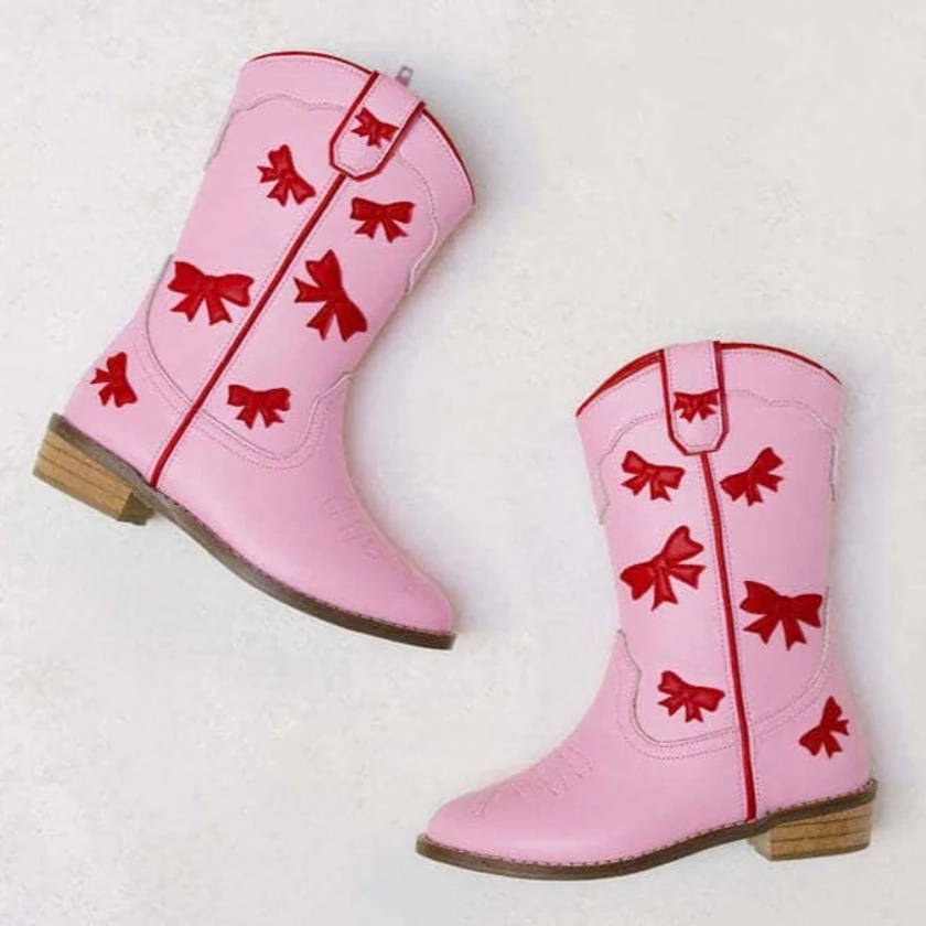 Cowgirl Red + Pink Bow Boots