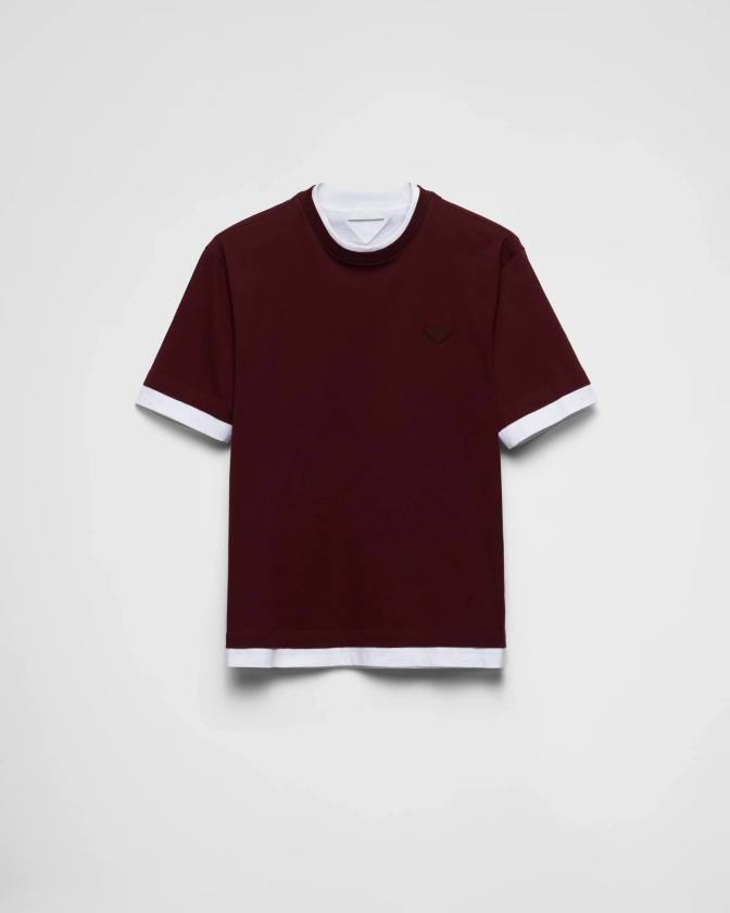 T-shirt En Coton Grenat | PRADA