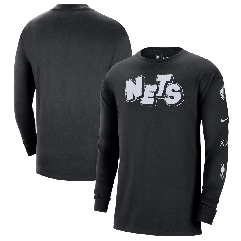 Men's Brooklyn Nets Nike Black 2023/24 City Edition Max90 Expressive Long Sleeve T-Shirt
