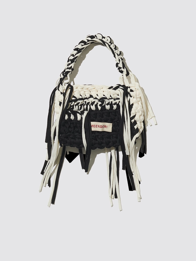 [MEENDERI] FABRIC KNOT HAND BAG - BLACK