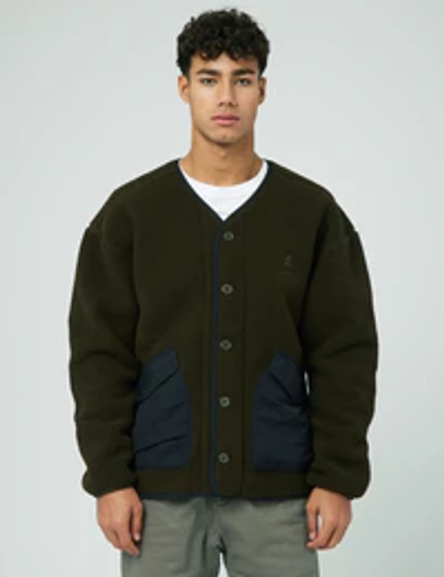 Gramicci Boa Fleece Cardigan - Olive Green