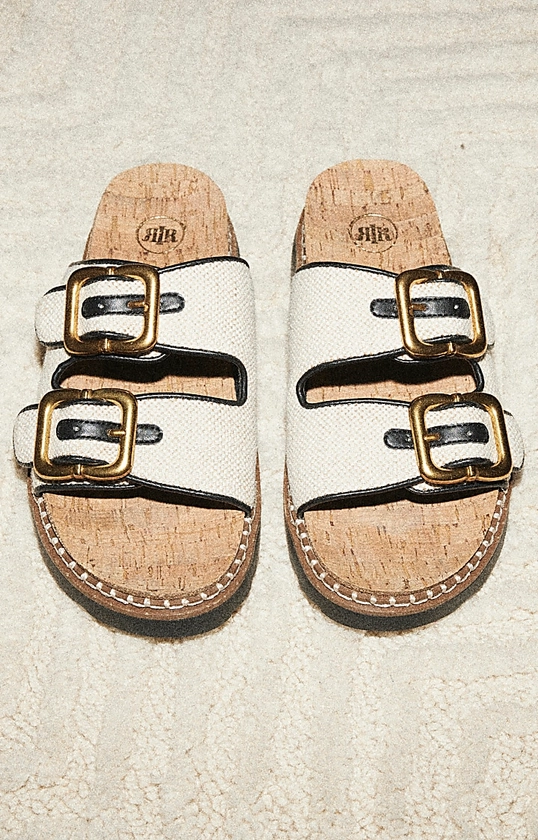 Ecru Wide Fit Double Buckle Sandal