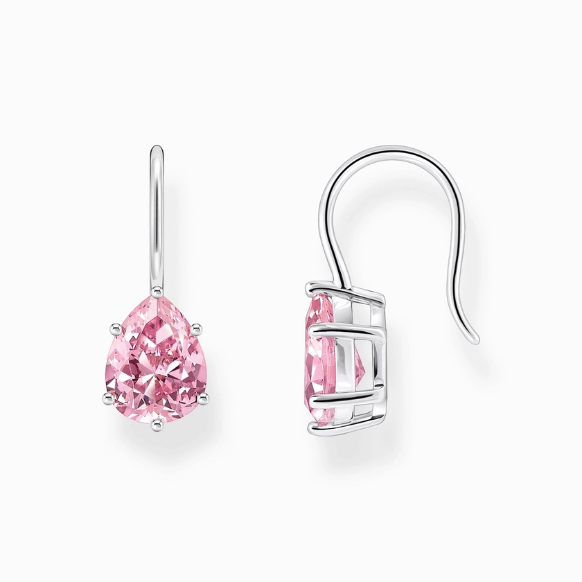 Silver earrings with pink drop-shaped zirconia | THOMAS SABO