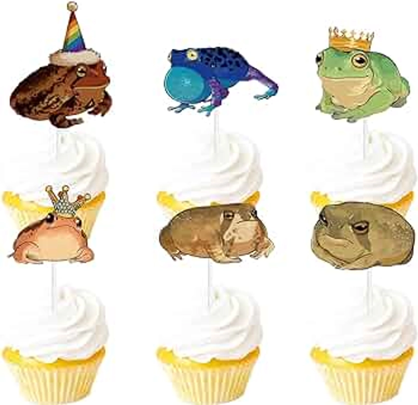 18pcs Glitter Frog Dessert Cupcake Topper Baby Show Theme Decor Supplies Girls Boys Happy Birthday Party Decorations