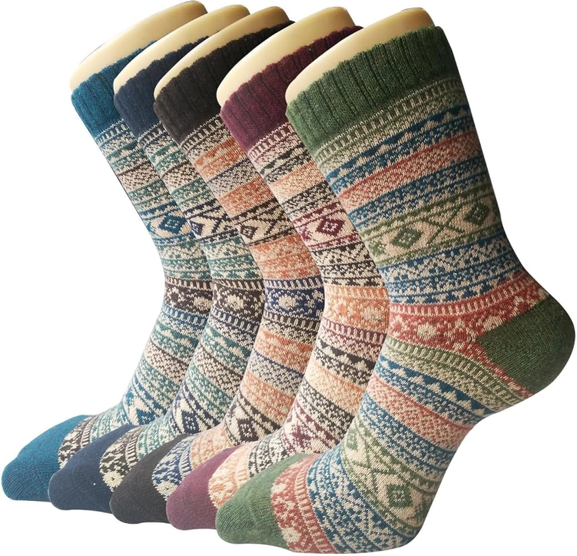 5 Pairs Womens Thermal Socks, Ladies Winter Warm Knitting Wool Socks Women Thick Socks, Christmas Gifts for Women