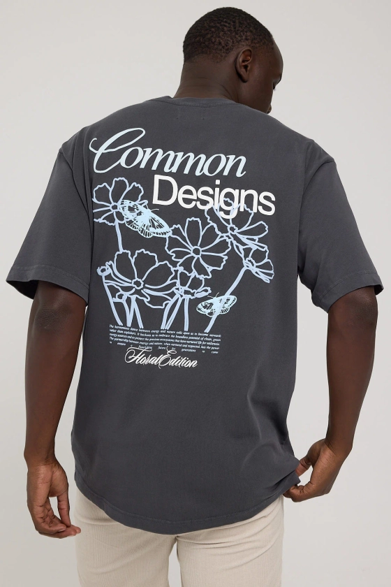 Common Need Flourish Boxy Tee Washed Black