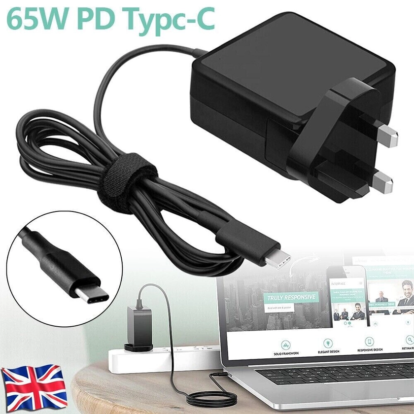 65W TYPE-C USB-C Laptop Power Adapter Charger For Lenovo Acer HP Apple Sony ASUS