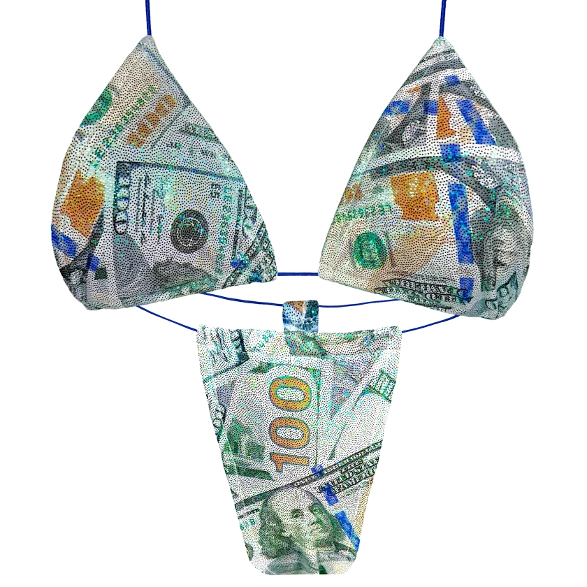 Stripper Exotic Dancer Cam Girl Microkini Sparkly Green Money Print | Angel Candy