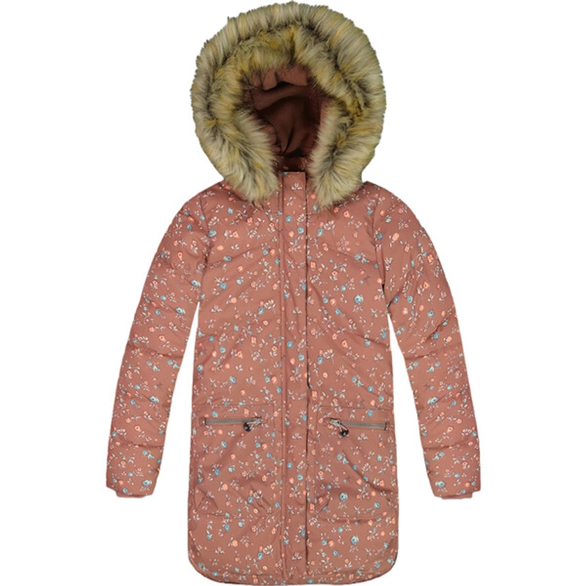 Puffy Long Coat, Dusty Pink With Small Flowers - Deux par Deux Outerwear | Maisonette