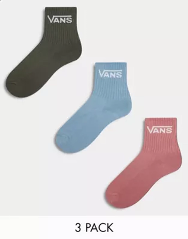 Vans classic crew 3 pack socks in green, pink and blue