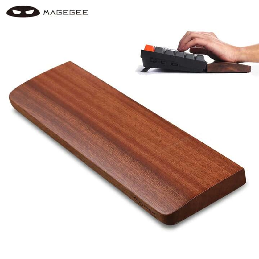 Repose-poignet en bois pour clavier MageGee, repose-poignet ergonomique en bois massif d ébène de 30 cm et antidérapant pour clavier compact, durable et facile à nettoyer