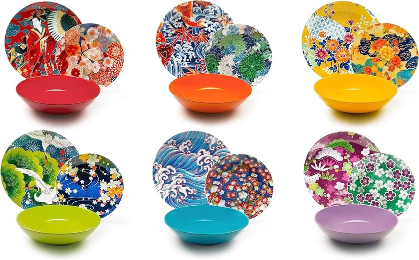 Excelsa Kimono Service de vaisselle 18 pièces, porcelaine et céramique, multicolore : Amazon.fr: Cuisine et Maison