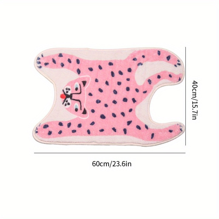 1pc Cartoon * Leopard Bath Rug, Soft Non-Slip Absorbent Bath Mat, Machine Washable Shower Carpet For Home Kitchen Bathroom, Teenager Gift, Kitchen
