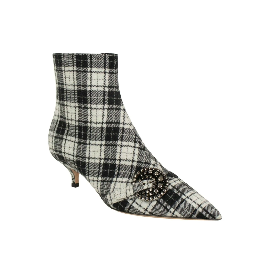 CHRISTIAN DIOR Black 'Dior Gang' Tartan Ankle Heeled Boots