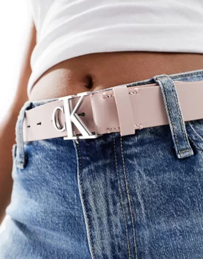 Calvin Klein Jeans - Ceinture 30 mm en cuir à monogramme - Rose clair