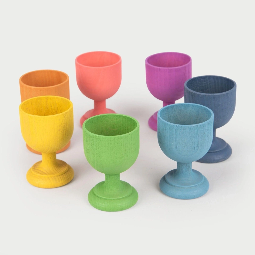 Rainbow Wooden Egg Cups