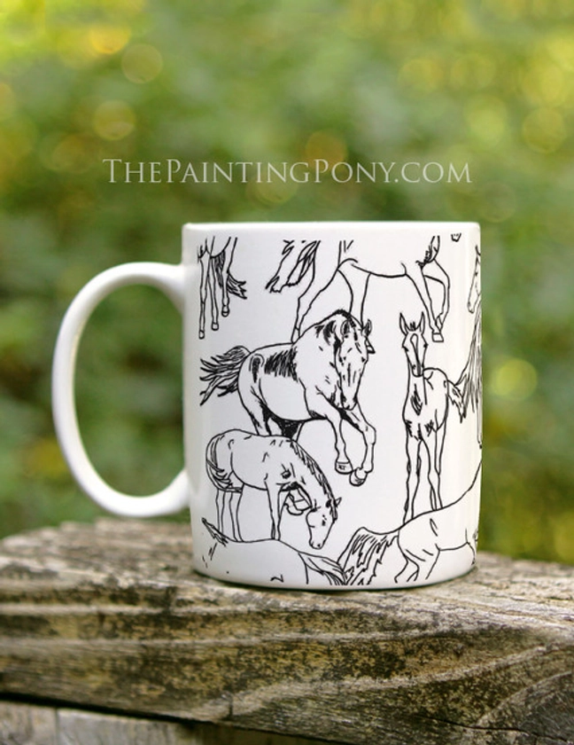 Horses All Over Equestrian Coffee Mug