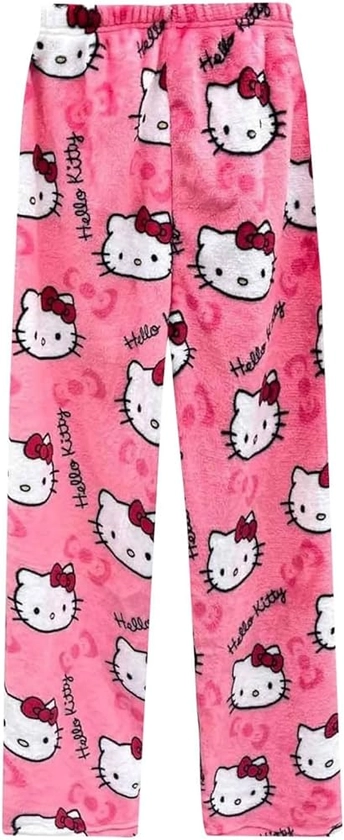 Women's Pyjama Bottoms Flannel Pajama Pants Soft Sleep Fluffy Pj Bottoms Cute Cartoon Cat Print Ladies Lounge Pants Fleece Trousers Loungewear Sleepwear for Girls : Amazon.co.uk: Fashion