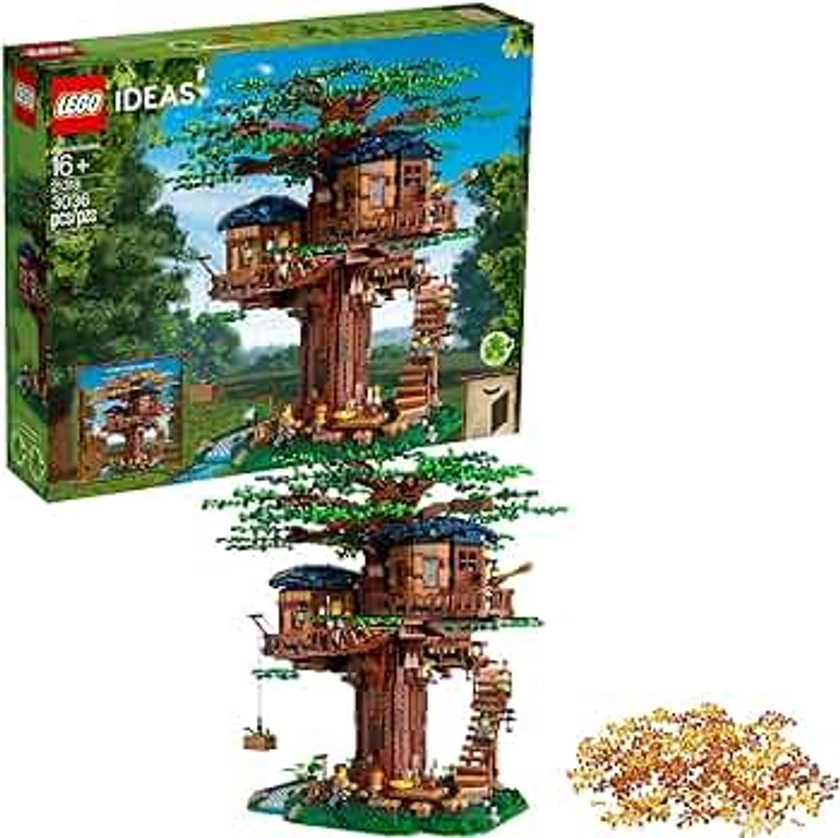 LEGO Ideas Tree House 21318, Model Construction Set for 16 Plus Year Olds with 3 Cabins, Interchangeable Leaves, Minifigures and a Bird Figure