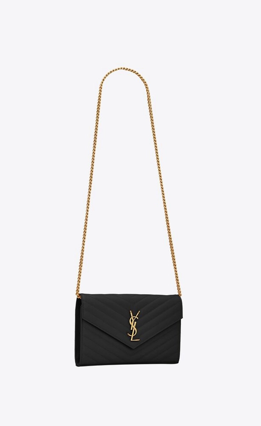 CASSANDRE SAINT LAURENT MATELASSÉ CHAIN WALLET EN CUIR EMBOSSÉ GRAIN DE POUDRE | Saint Laurent | YSL.com