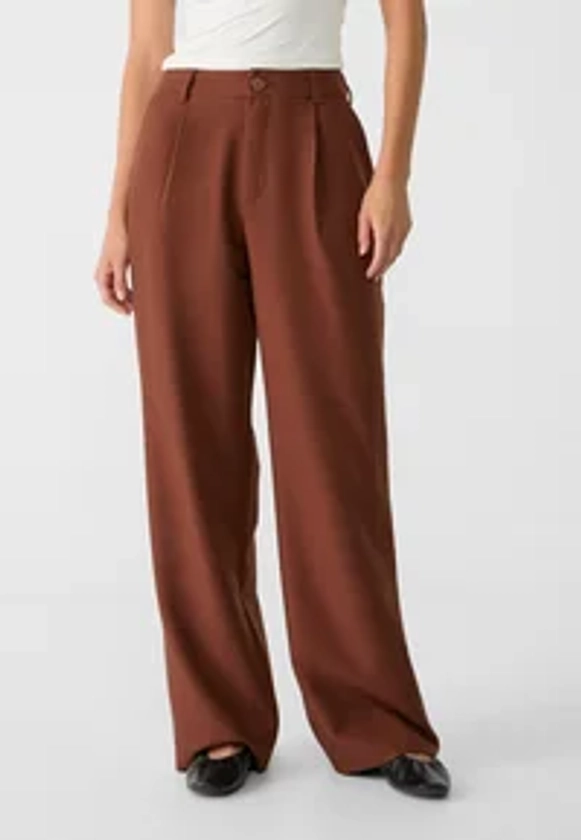 Stradivarius STRAIGHT SMART WITH PLEATS - Pantalon classique - brown/marron - ZALANDO.FR