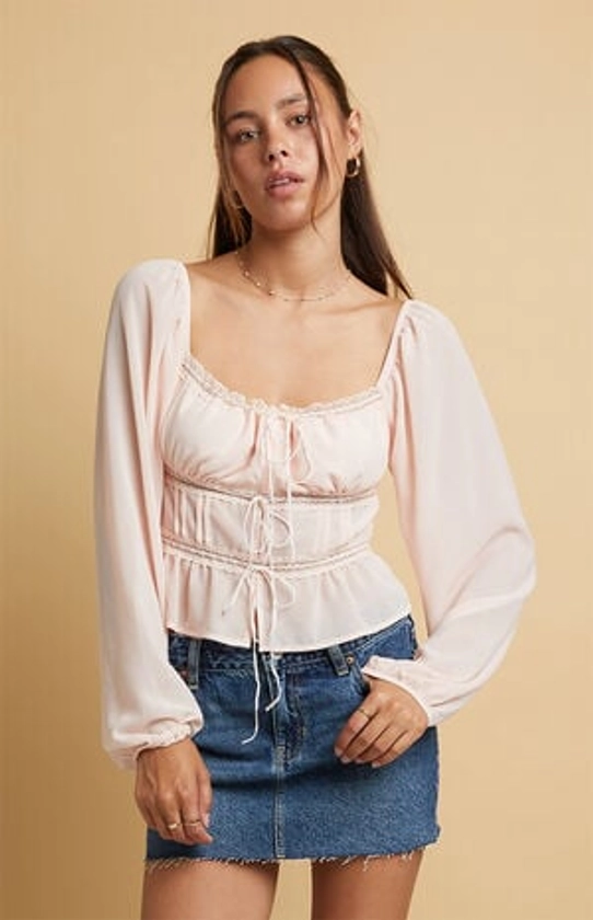 Beverly and Beck Iris Lace Trim Long Sleeve Top | PacSun