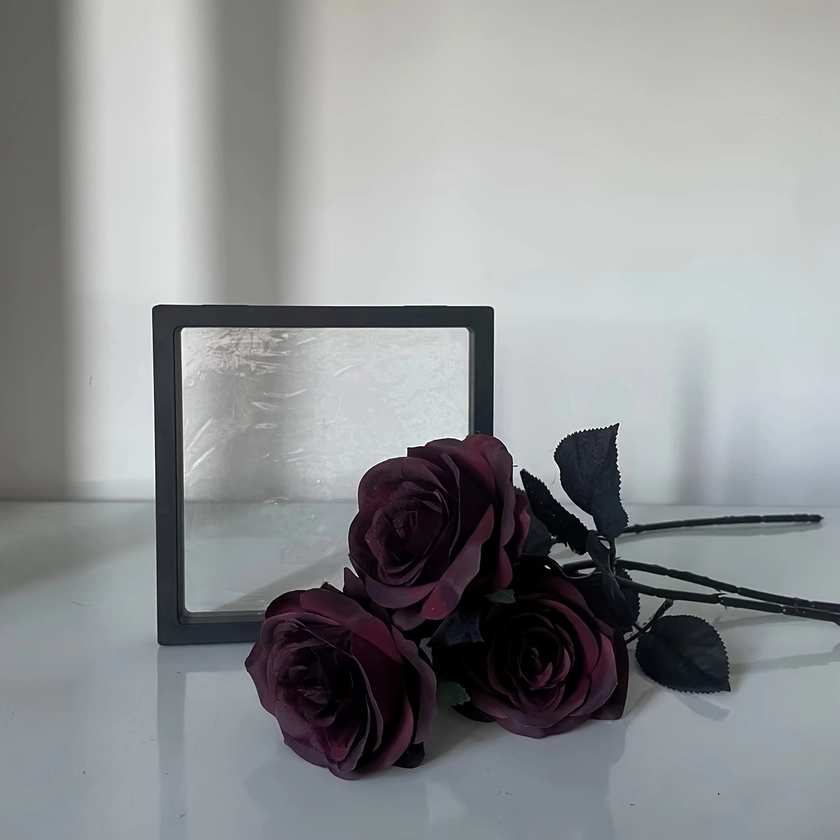 1/3/5pcs Gothic Black Rose Artificial Flower, * Rose Flowers, Valentine Roses Flowers Home Decorations