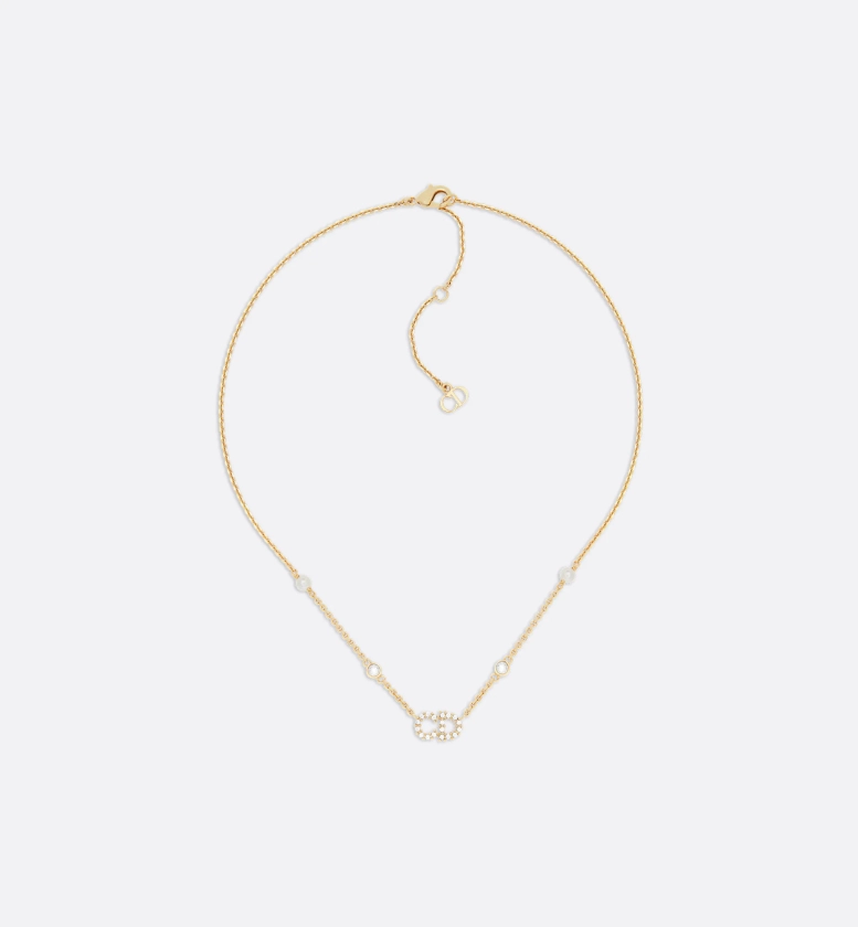 Clair D Lune Halskette Metall mit Gold-Finish, Kunstharzperlen sowie Kristalle in Weiß | DIOR