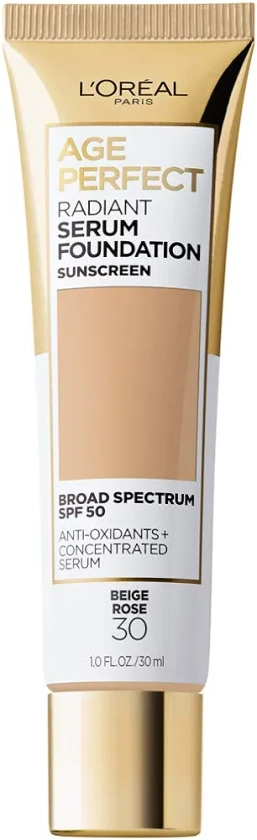 L'Oreal Paris Age Perfect Radiant Serum Foundation with SPF 50, Beige Rose, 1 Ounce