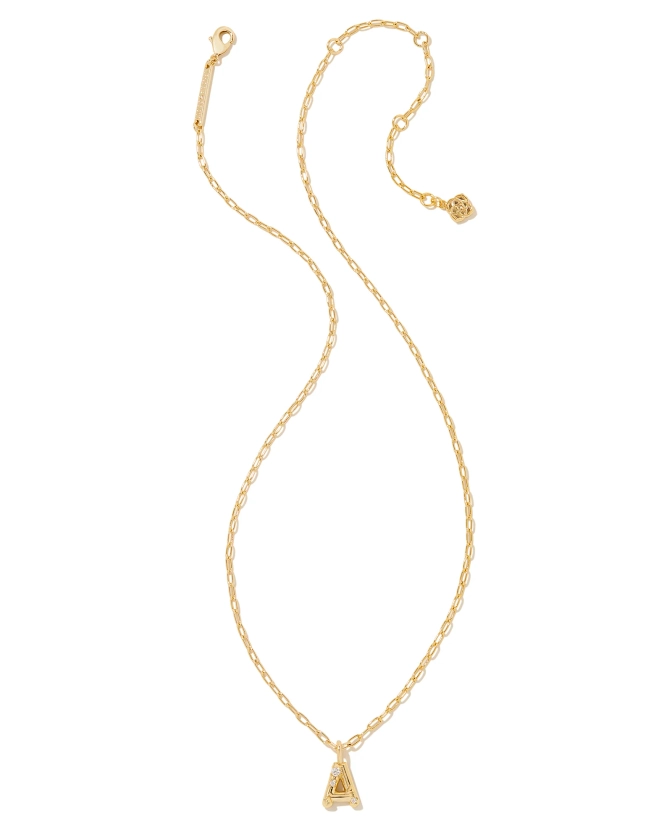 Crystal Letter G Gold Short Pendant Necklace in White Crystal | Kendra Scott