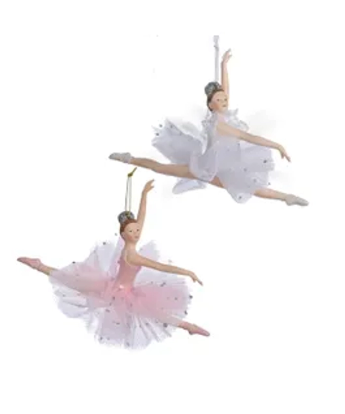 Pink and White Ballerina Ornaments, 2 Assorted