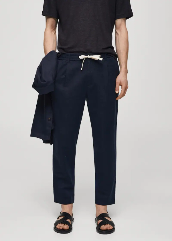 Pantalon slim fit lin cordon - Homme | Mango Man France