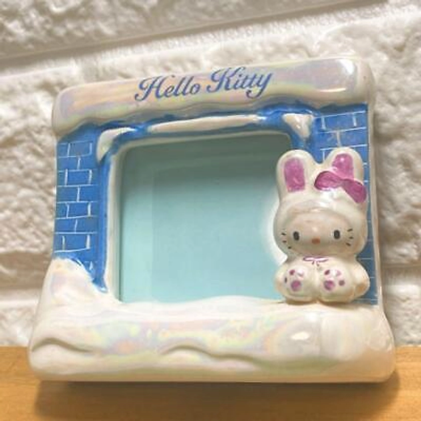 Sanrio Hello Kitty Snow Rabbit Hokkaido Photo Frame Ceramic 2000 VTG