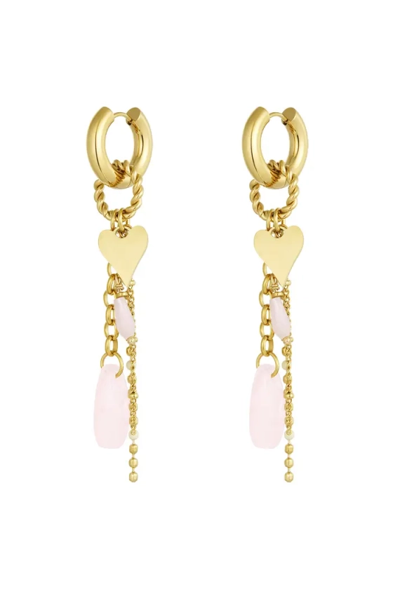 Pink love oorbellen - roze/goud SKU0292310-338 Pink & Gold Groothandel SKU0292310-338