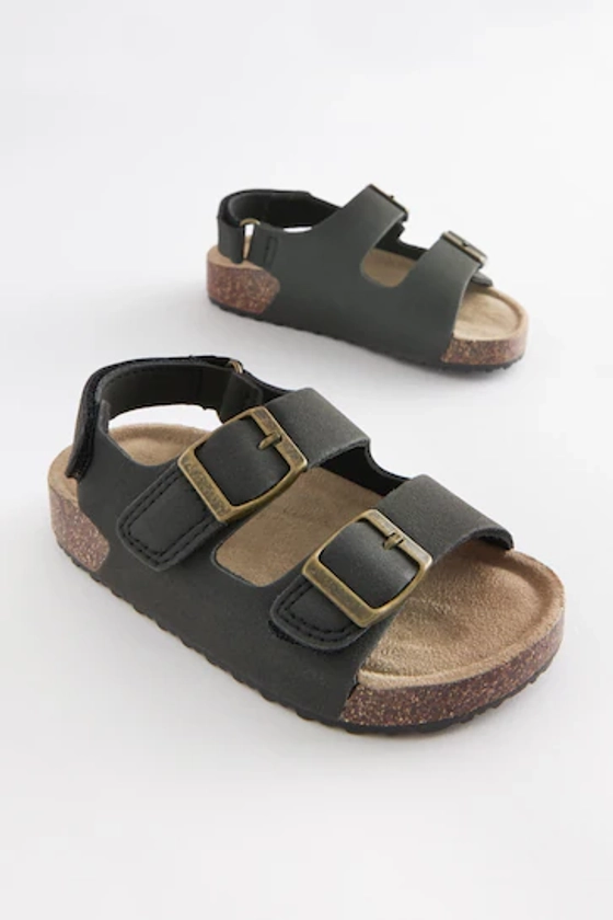 Buy Black Standard Fit (F) Double Buckle Cushioned Footbed Sandals from the Next UK online shop