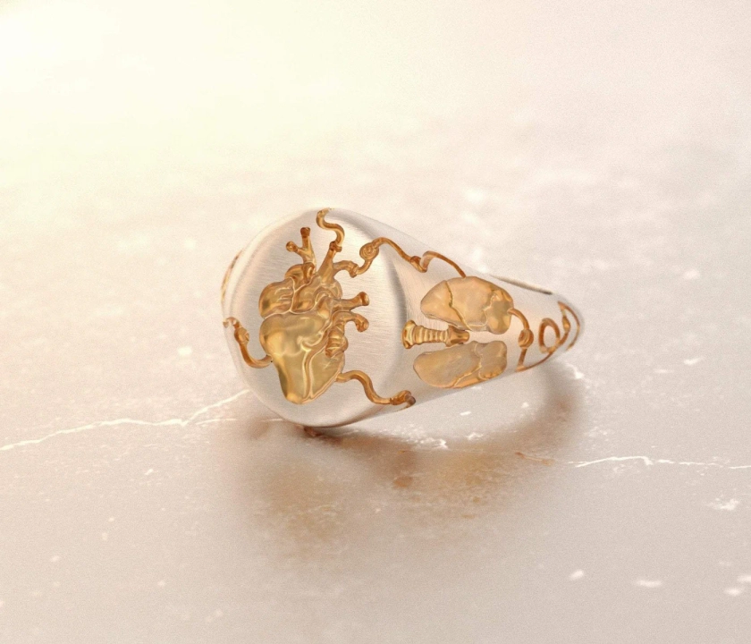 Anatomical Heart Chevalier Ring