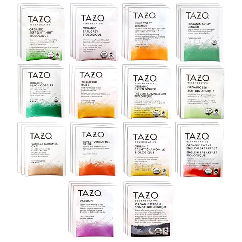 Amazon.com : BLUE RIBBON, Tazo Tea Bags Sampler Assortment Variety Pack Gift Box ( 42 Count ) 14 Different Flavors Gifts for Her Him Women Men Tea Lovers Couples Family Friends Coworker : Grocery & Gourmet Food