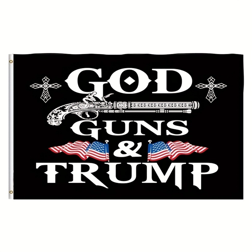 1pc God Guns And * 2nd Amendment *s Canvas Header And Double Stitched Polyester With Brass Grommets 3 X 5 Ft