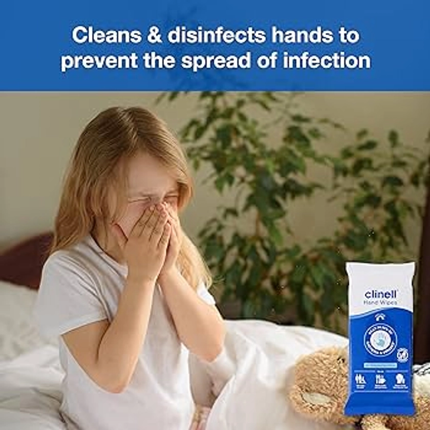 Clinell Antimicrobial Hand Wipes for Cleaning & Disinfecting - Sanitising Wipes, Ideal for Travel - Dermatologically Tested, Kills 99.99% of Bacteria & Viruses* - Pack of 30 Wipes, Blue, Pack of 1