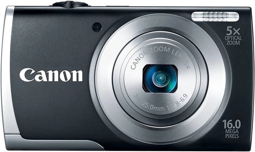Canon PowerShot A2500 16MP Digital Camera with 5x Optical Image Stabilized Zoom with 2.7-Inch LCD (Black) (Renewed)