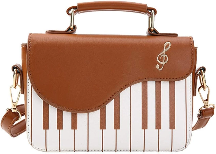 Piano Guitar Music Notes PU Leather Shoulder Tote Bag Purse Crossbody Handbag for Women Girls