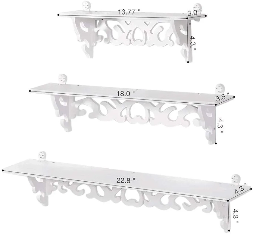 Wall Storage Rack, White Decoration Display Wall Shelf Wall Mount for Living Room